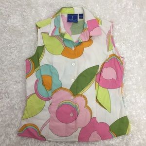 Tori Richard Honolulu Sleeveless Floral Top Sz 0